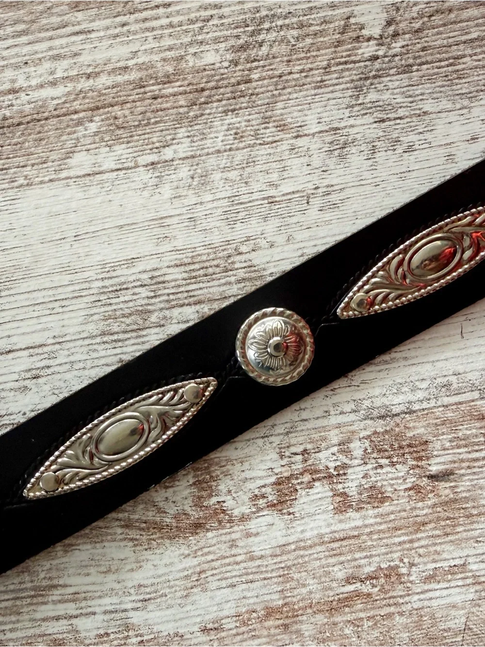 Harley-Davidson Black Leather Silver Wing Logo Belt 34